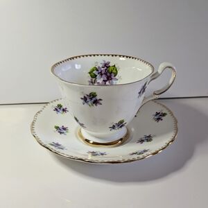 Sweet Violets Vintage Royal Standard Bone China Floral Teacup & Saucer Gold Trim